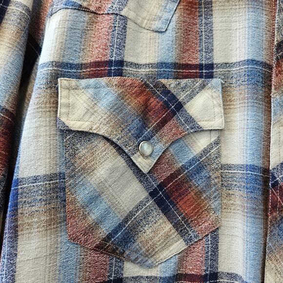 Vintage Men's Rocking K Ranchwear Kennington Plaid Pearl Snap Size Medium - Picture 5 of 11
